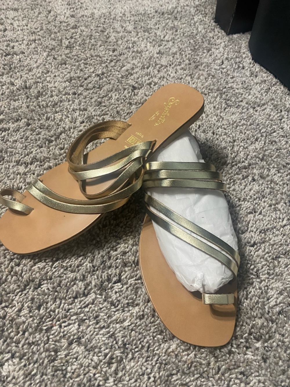 Seychelles Gold Multi-Strap Toe-Ring Slides